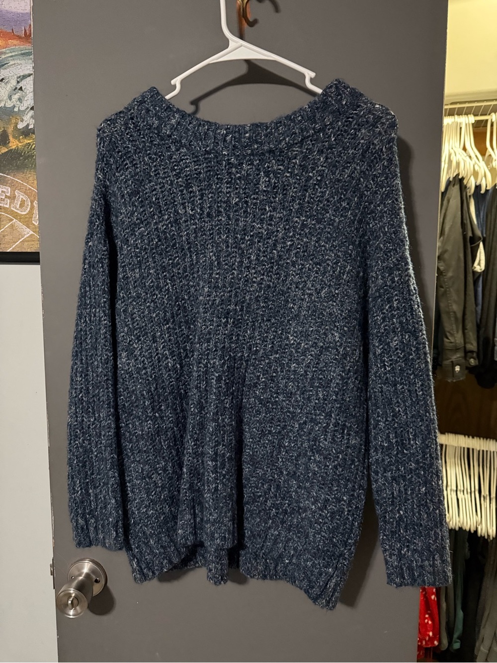 a.n.a Navy Marled Crewneck Sweater